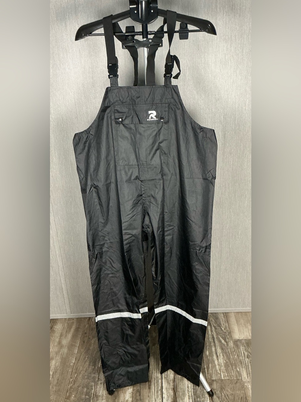 Rain Rider Men's Black Waterproof Rain Overalls Size Medium